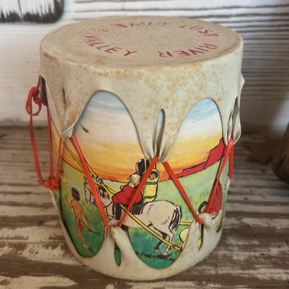 Vintage Children's Native American Design Toy Drum